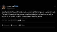 A Twitter user agreed with Cardi B's slamming of Brian Szasz. (Image via Twitter/sabrina)